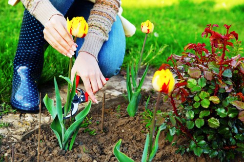 Gardener carrying out outdoor maintenance work