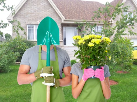 Green waste being collected after gardening work